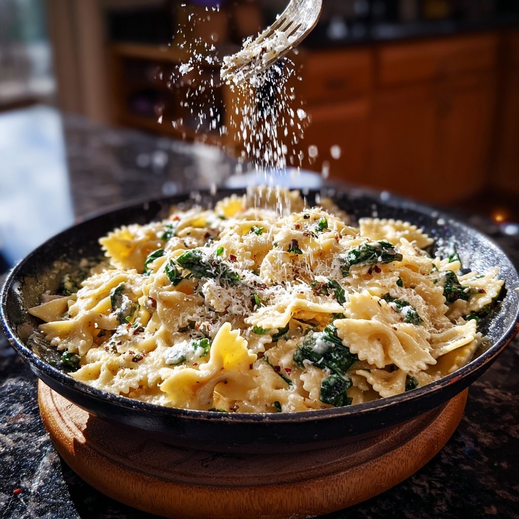 Creamy Bow Tie Pasta With Spinach And Parmesan