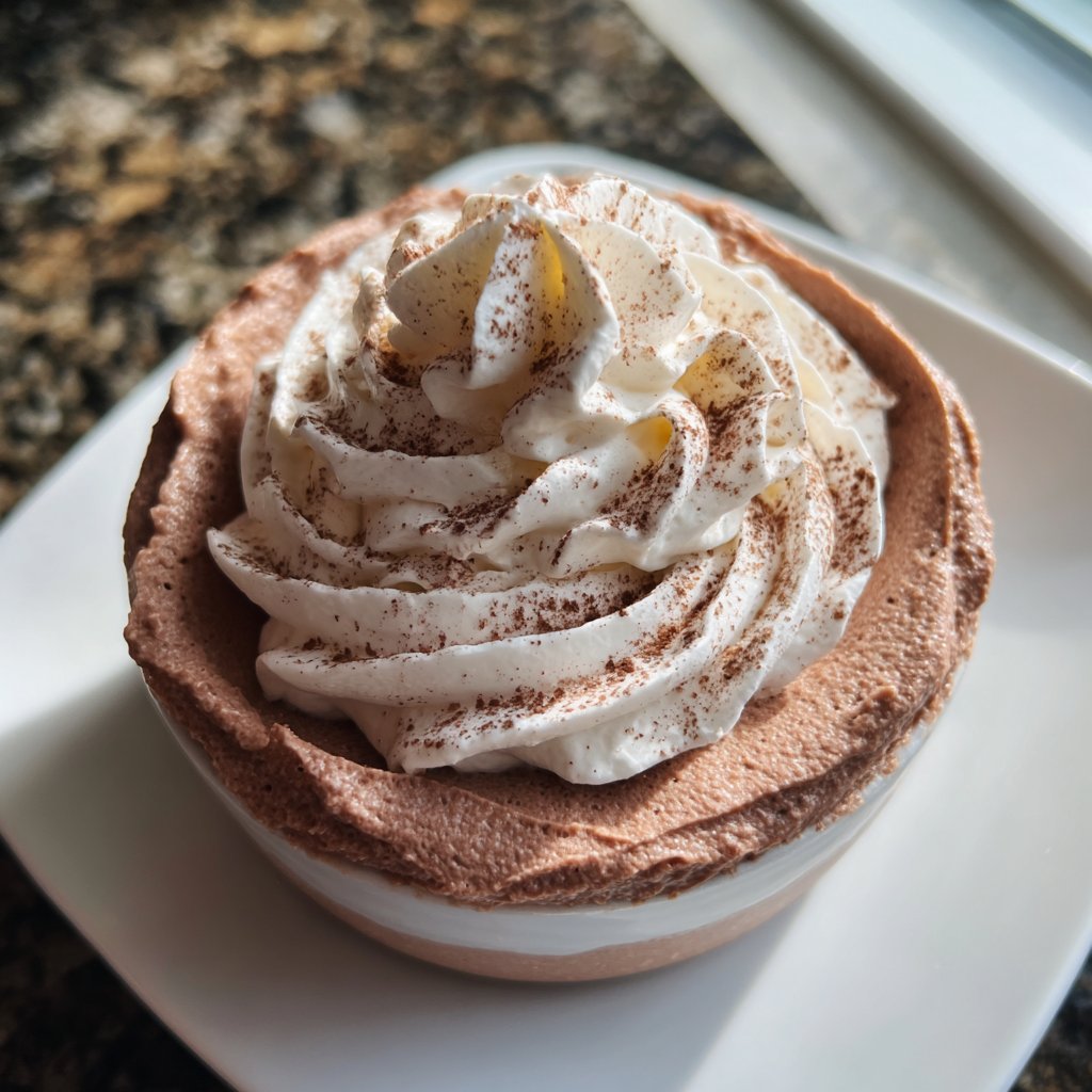 Chocolate Mousse with Pink Whipped Cream