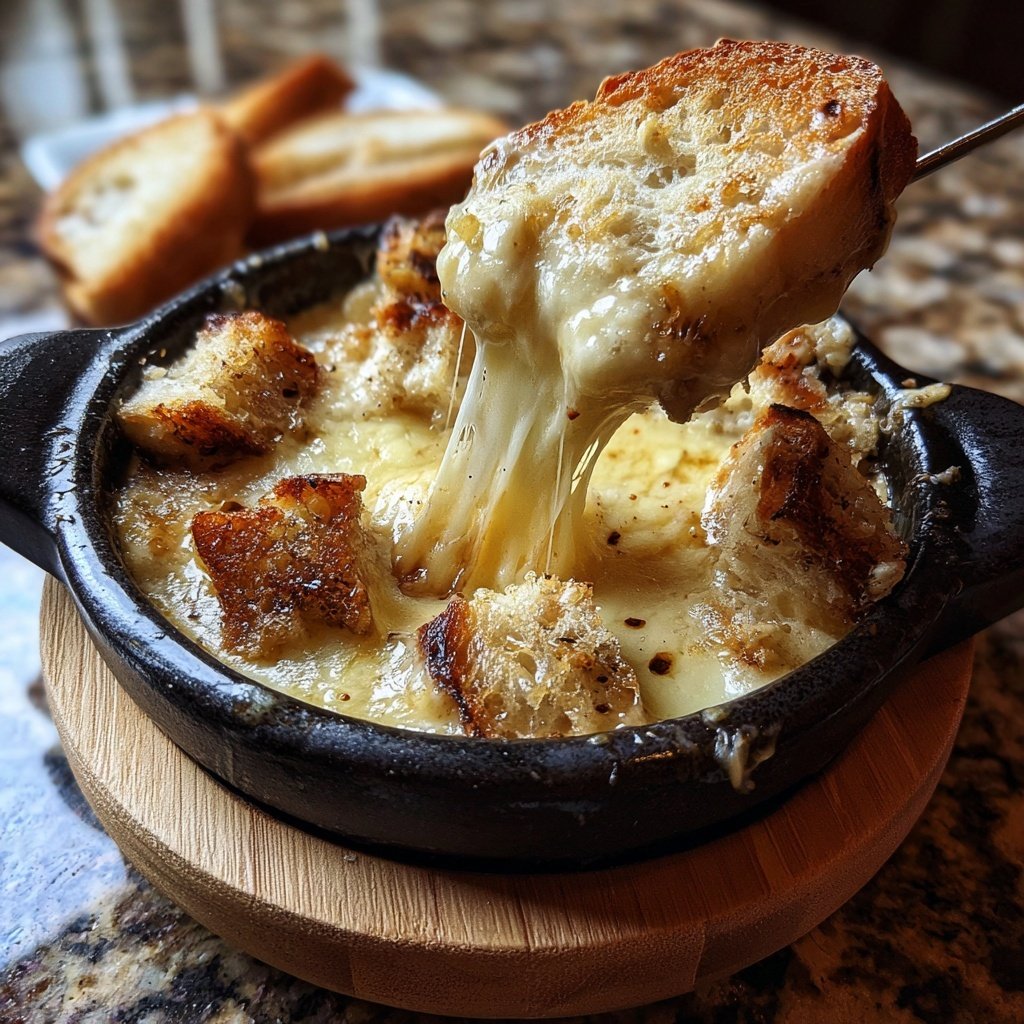 Fondue with Swiss Cheese and Garlic