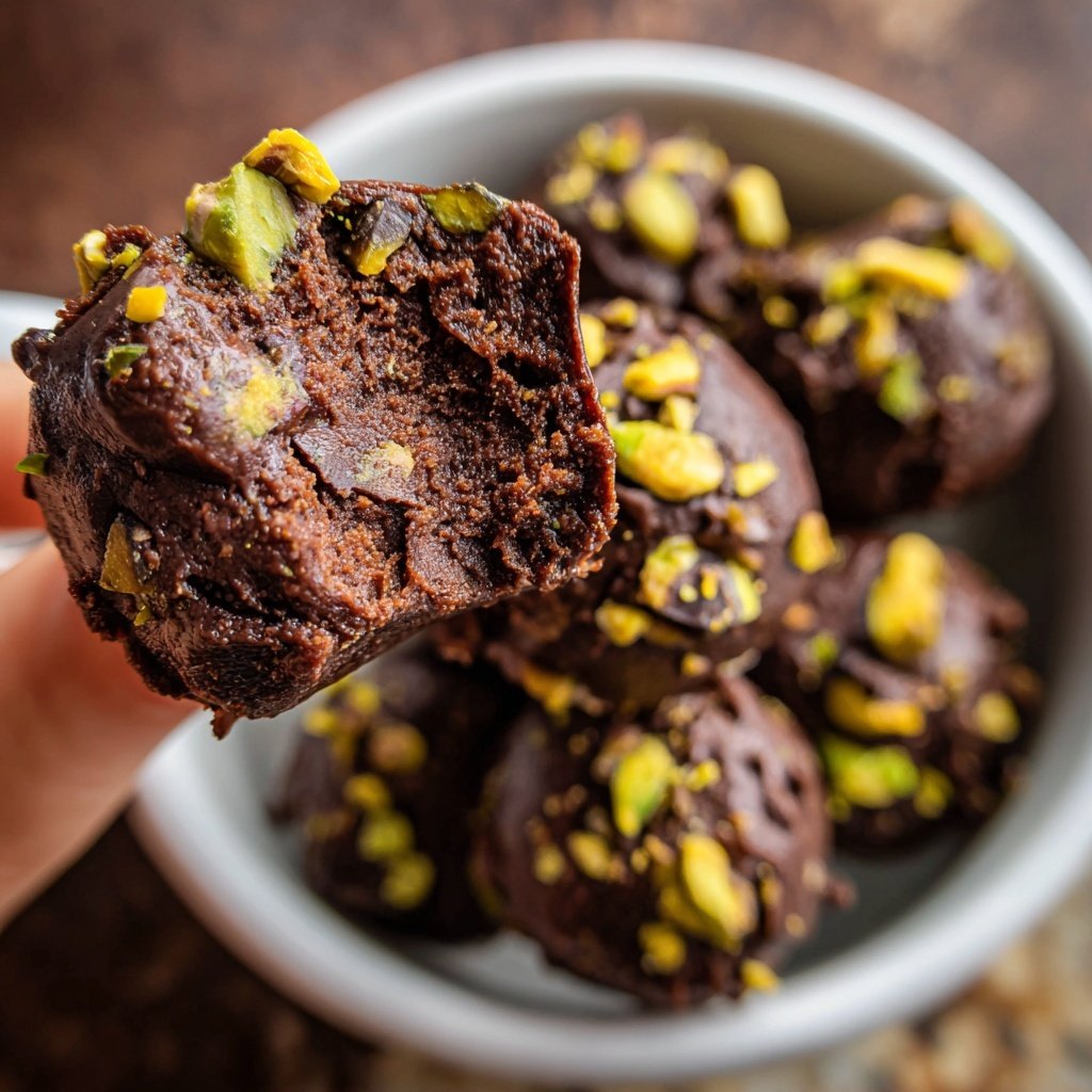 Chocolate Pistachio Fudge Bites