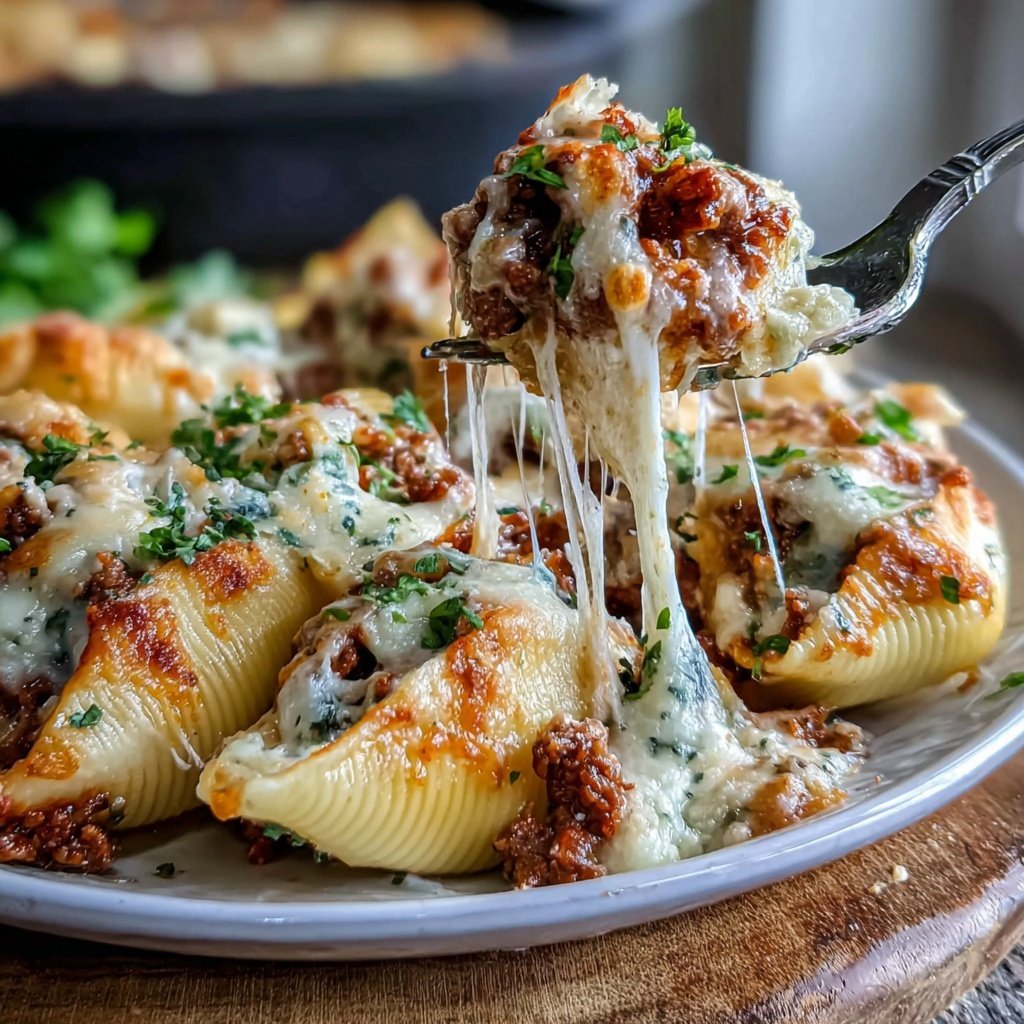 Ground Beef And Cheese Stuffed Shells